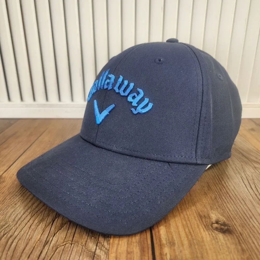 Callaway Golf Hat Cap Navy Blue Snapback Raised Logo Spell Out Sport Casual Dad